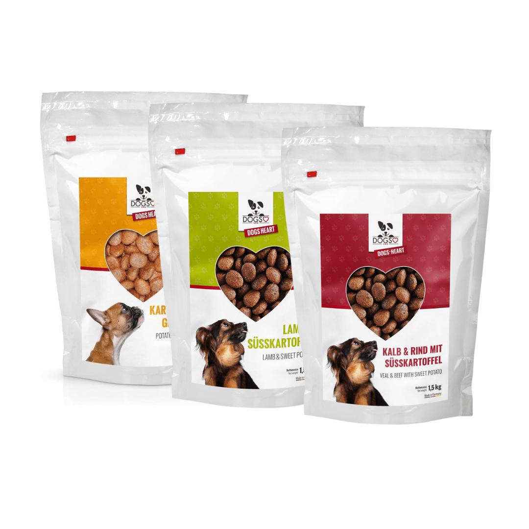 Hundefutter MIX - 3x1,5 kg | Sensible Hunde jeden Alters - DOGS - HEART