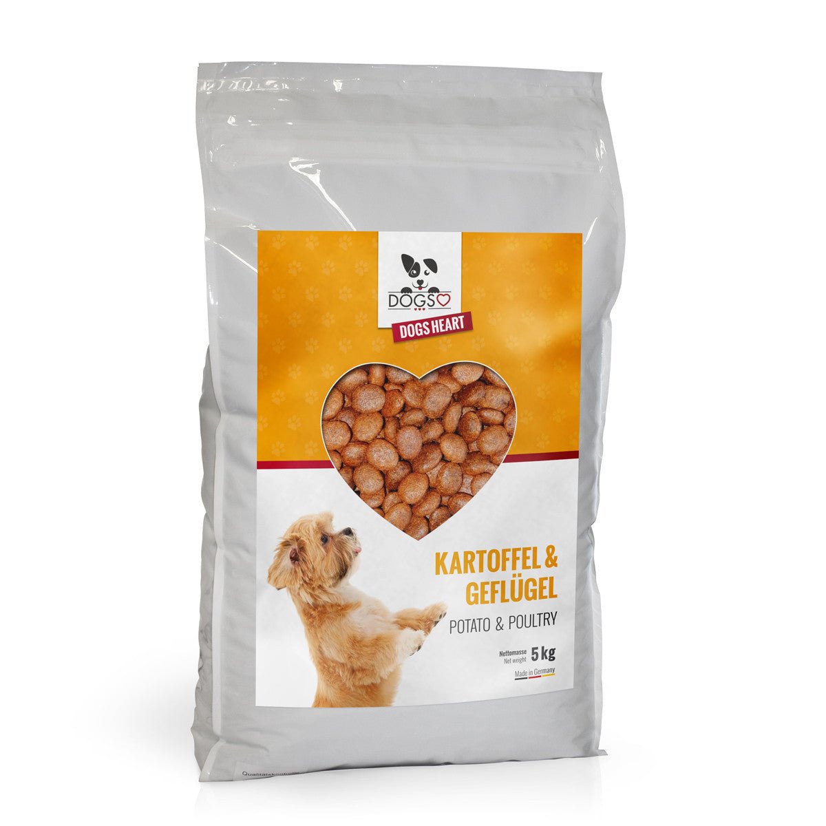 Kartoffel & Geflügel - Hundefutter trocken getreidefrei mit hohem Fleischanteil, glutenfrei - DOGS-HEART Trockenfutter - 5 kg