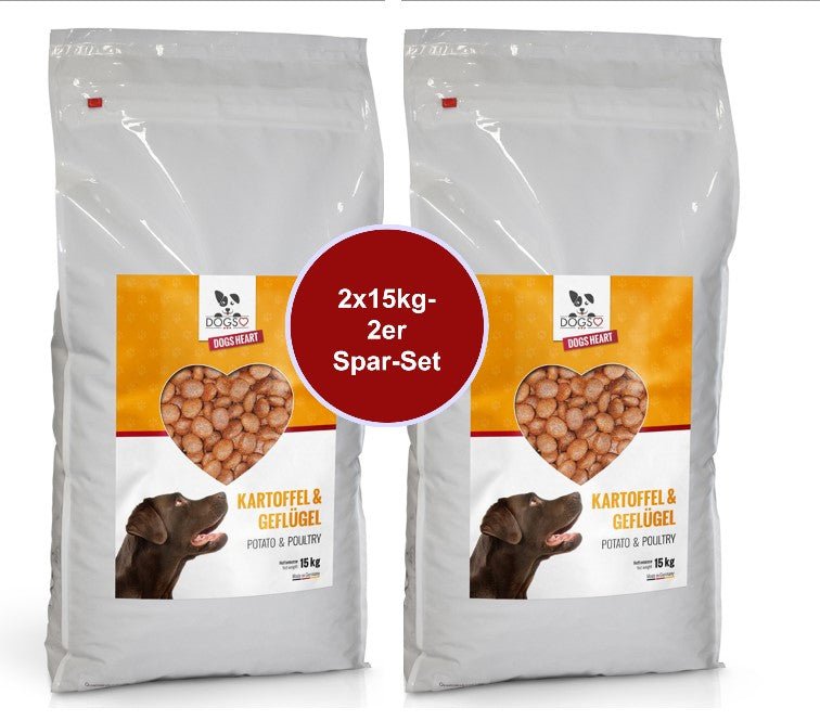 High-Protein Hundefutter Geflügel für aktive Hunde & Welpen - DOGS-HEART - Trockenfutter 15kg - KO-81RJ-W627