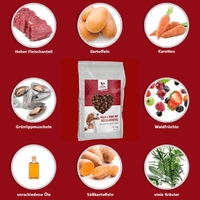 SALE - Kalb & Rind mit Süßkartoffel - für schönes, gesundes Fell und einen fröhlichen Hund - DOGS - HEART