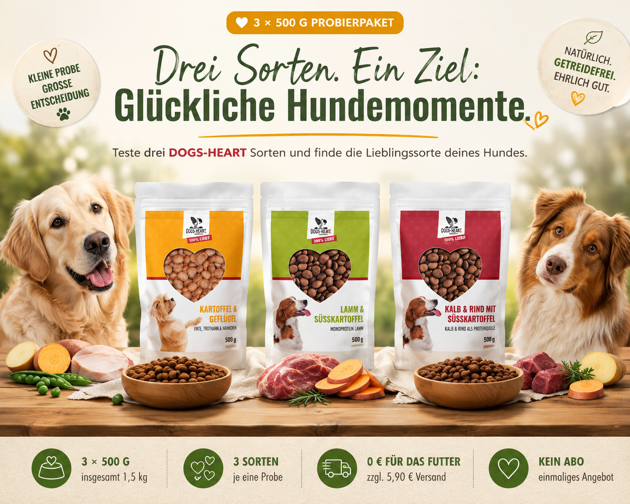 Kostenlose Futterproben – Alle 3 Sorten testen | Nur 5,90€ Versand