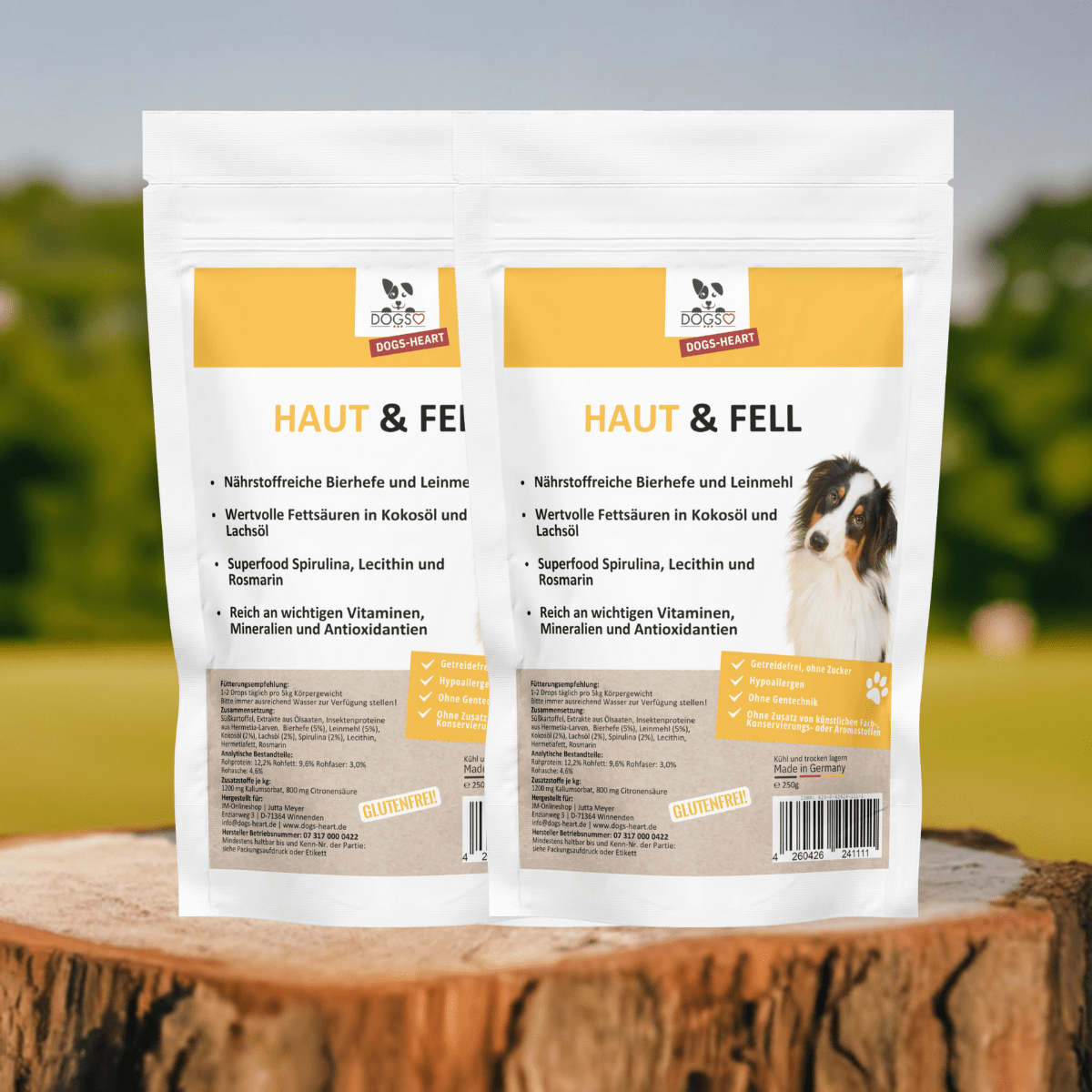 Haut & Fell Drops Hund | Kaltgepresste Snacks für Fellpflege - DOGS - HEART - Funktionssnacks