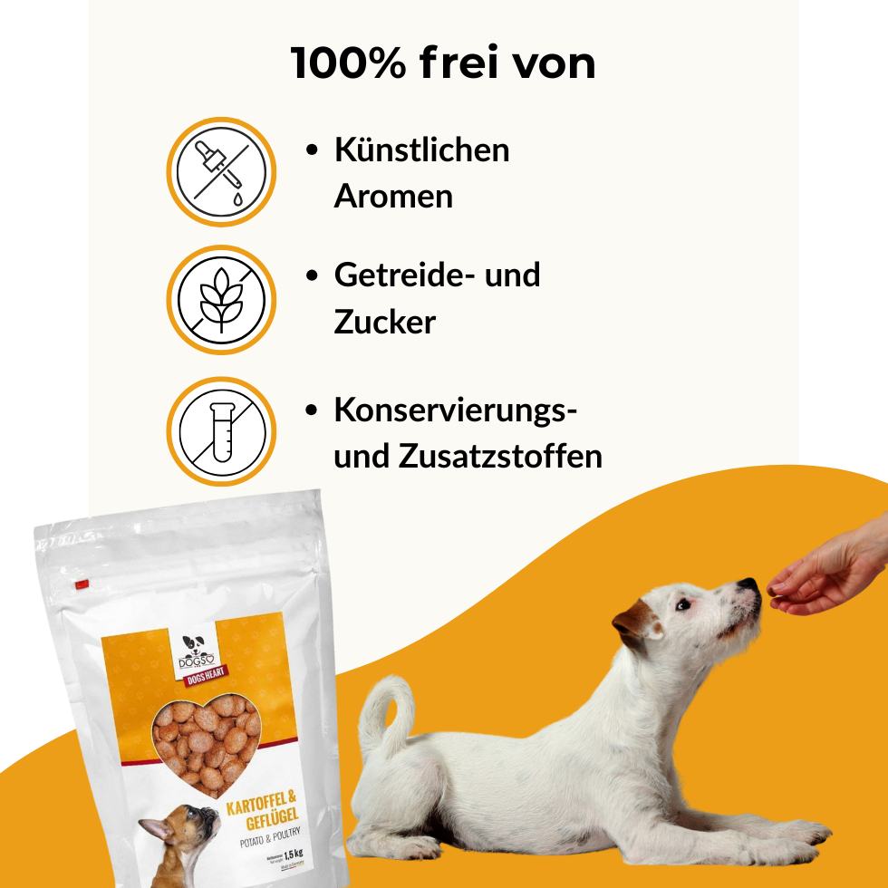 Hundefutter Geflügel 26% Protein - Vorteile: Kleine Kroketten, Made in Germany, getreidefreies Trockenfutter