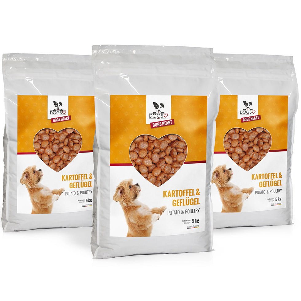Hundefutter MIX - 3 x 5kg - getreidefrei mit hohem Fleischanteil, glutenfrei - DOGS - HEART
