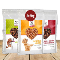 Hundefutter MIX - 3x5 kg | Sensible Hunde jeden Alters - DOGS - HEART