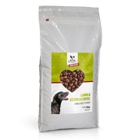 DOGS-HEART Lamm Hundefutter Monoprotein 15kg Beutel mit grünem Etikett und Herz-Motiv für sensible Hunde