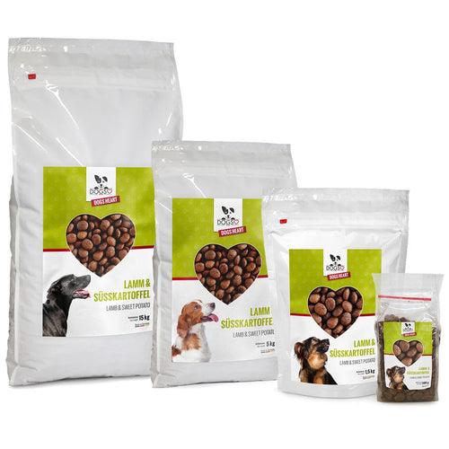 Lamm & Süßkartoffel - Hundefutter trocken getreidefrei mit hohem Fleischanteil, glutenfrei - DOGS-HEART Futter in 4 Größen