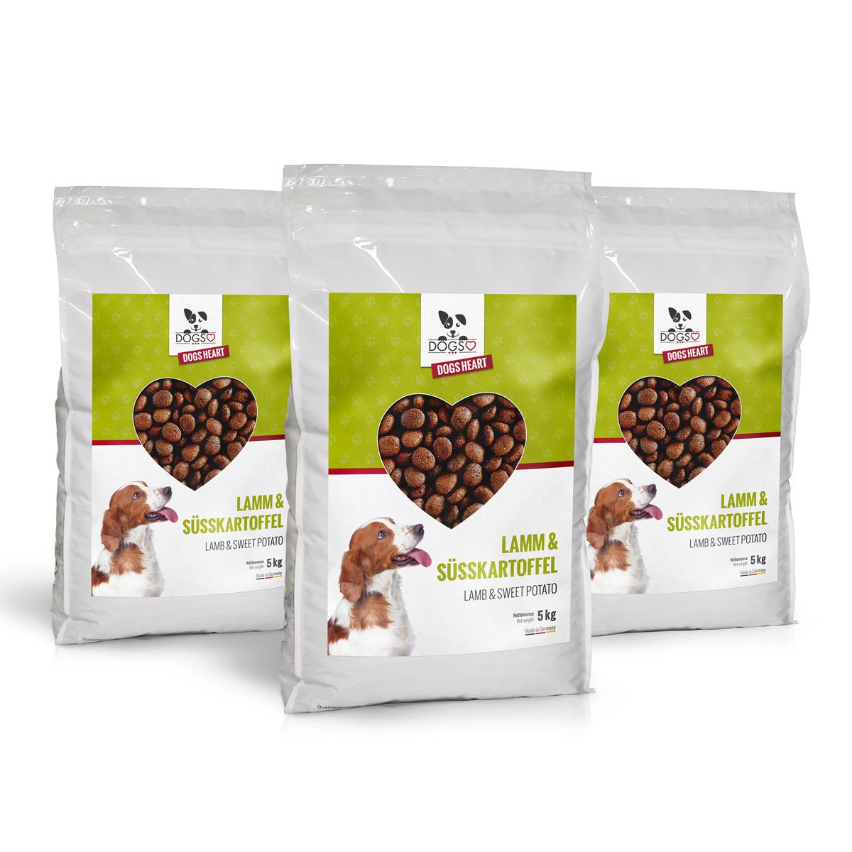 Lamm & Süßkartoffel - Hundefutter trocken getreidefrei mit hohem Fleischanteil, glutenfrei - DOGS-HEART - 3x5 kg - 15 kg