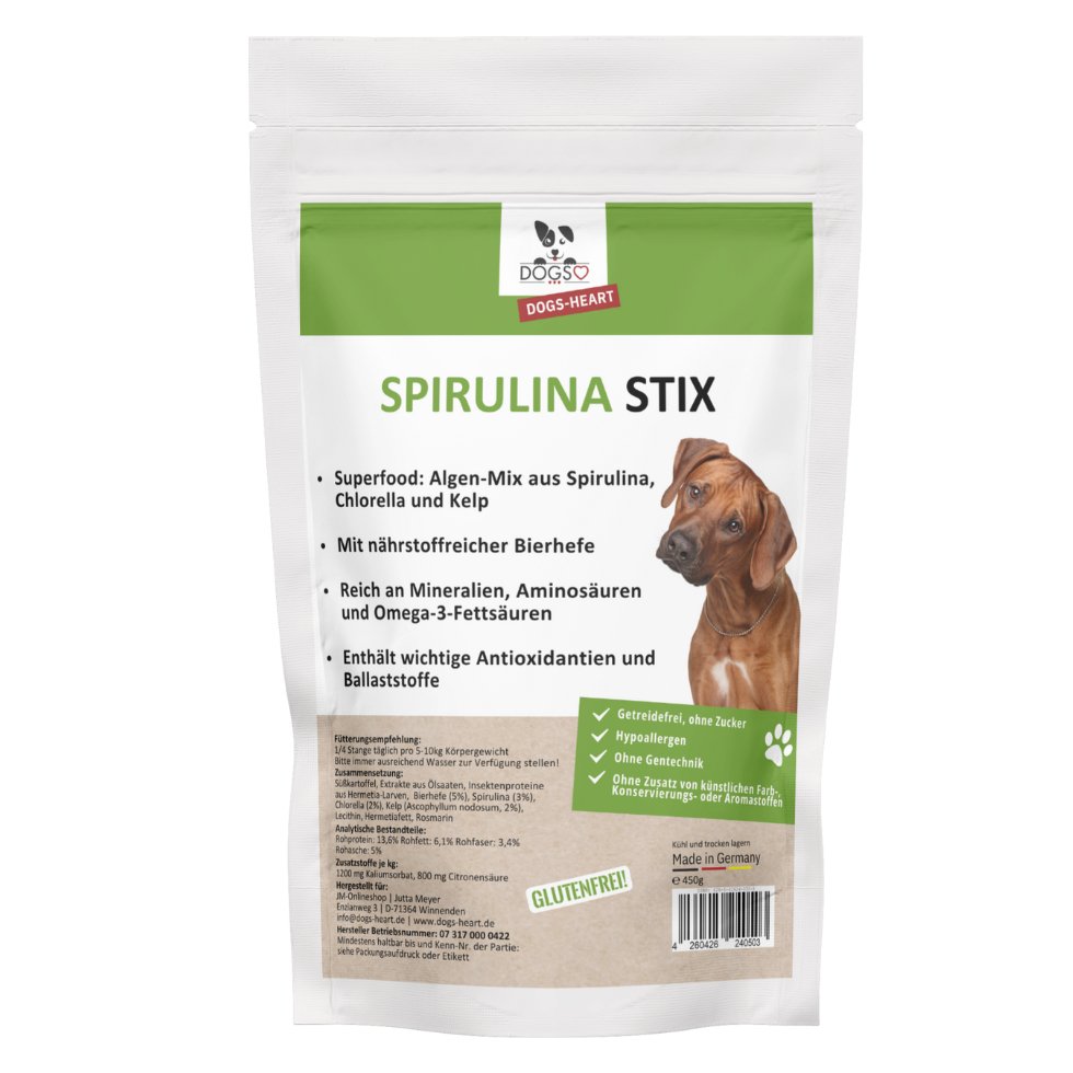 Neue Rezeptur - Spirulina STIX: Gesunde Zahnpflegestix mit Meeresalge - DOGS - HEART