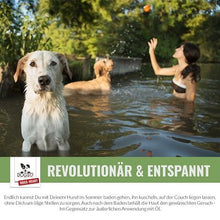 Lade das Bild in den Galerie-Viewer, PARATIC Schutz-Snack für Hunde - mit Schwarzkümmelöl und Kokosöl - DOGS-HEART - Funktionssnacks | Leckerli Hund im Wasser
