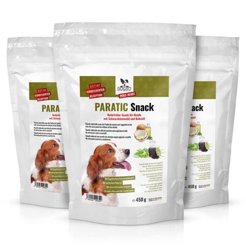 PARATIC Schutz-Snack für Hunde - mit Schwarzkümmelöl und Kokosöl - DOGS-HEART - Funktionssnacks | Leckerli 3 Packungen Set