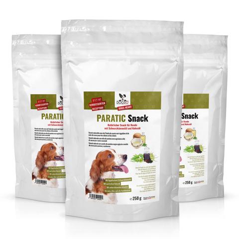 PARATIC Schutz-Snack für Hunde - mit Schwarzkümmelöl und Kokosöl - DOGS-HEART - Funktionssnacks | Leckerli 3 Packungen Set