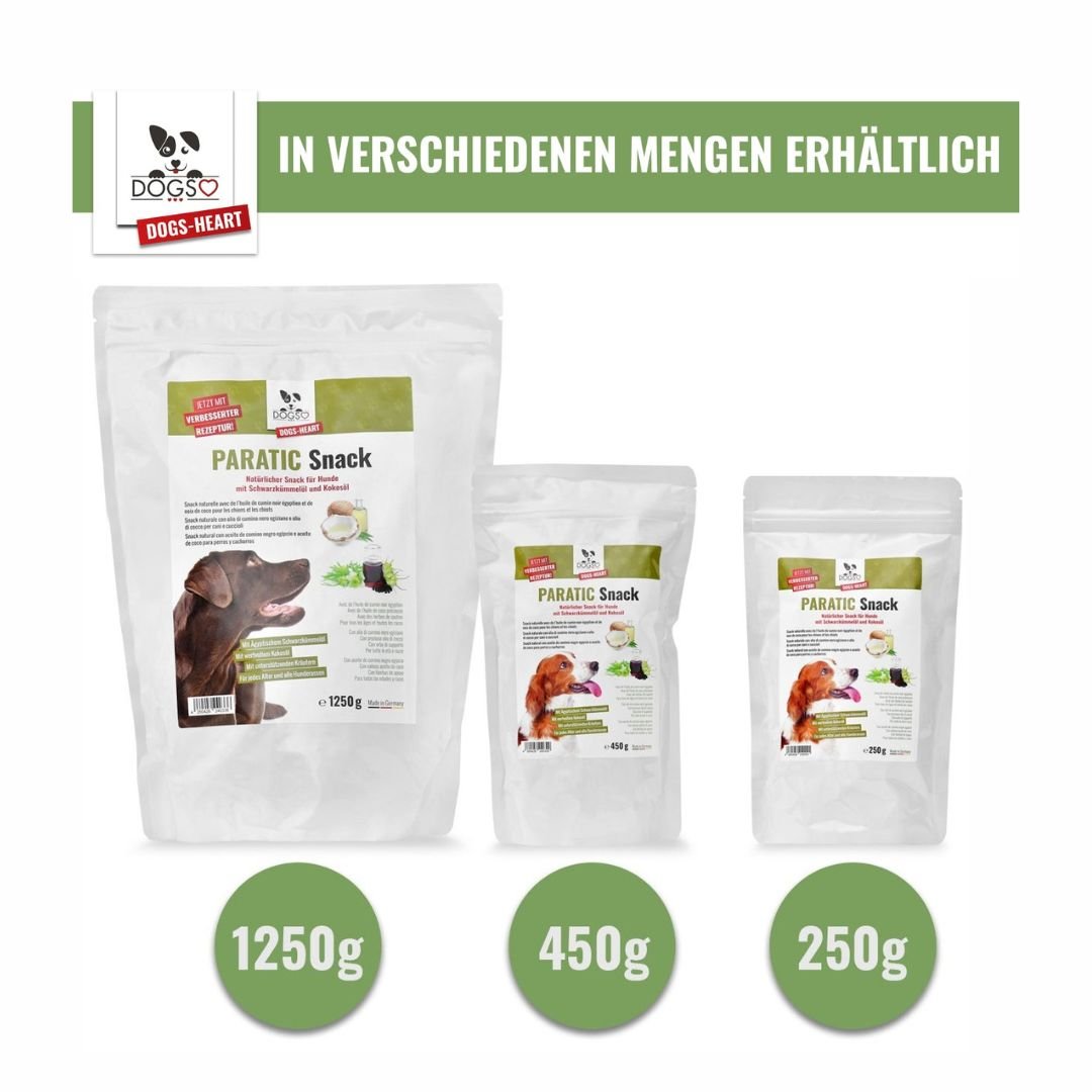 PARATIC Schutz - Snack für Hunde - mit Schwarzkümmelöl und Kokosöl - DOGS - HEART