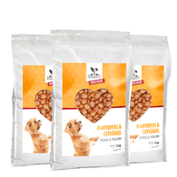 Premium Hundefutter Geflügel 15kg | Getreidefrei | Kleine Kroketten - DOGS - HEART - Trockenfutter