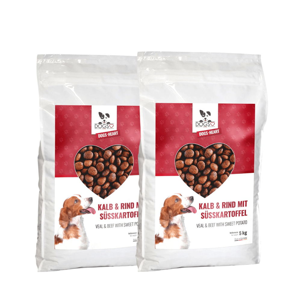 Premium Hundefutter Kalb & Rind | Getreidefrei | Herzhafte Power - DOGS - HEART - Trockenfutter