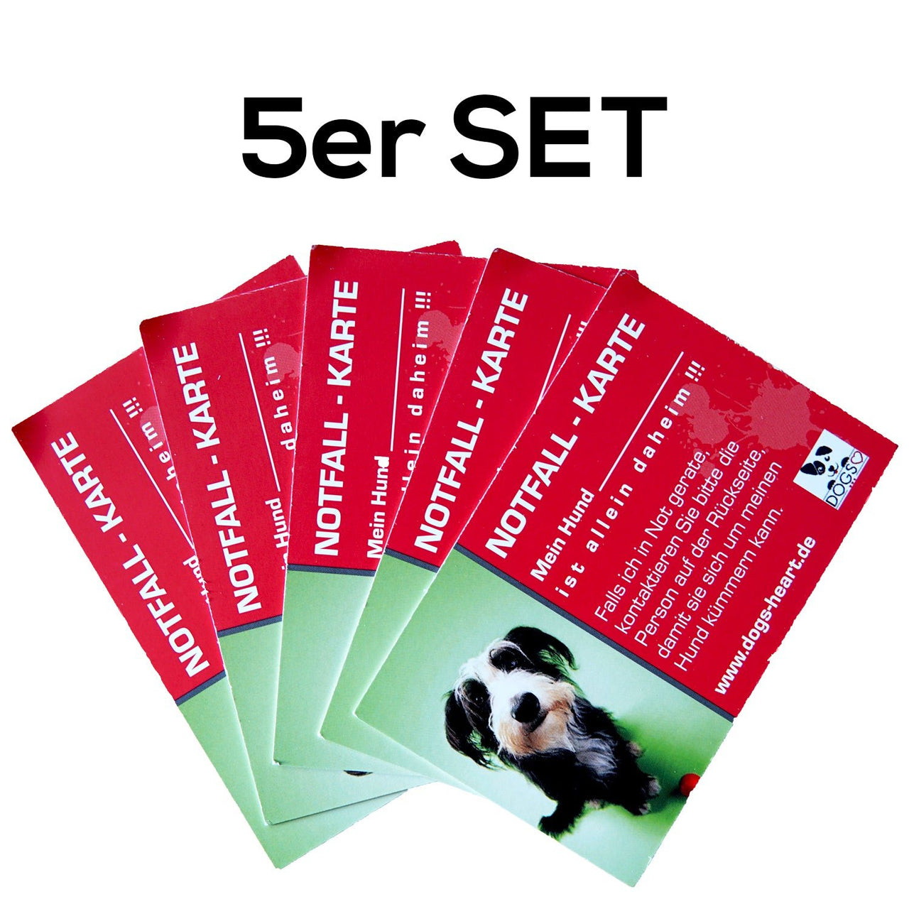 SOS Notfallkarten (5er Set) - Beschütze Deinen Hund im Notfall! - DOGS - HEART